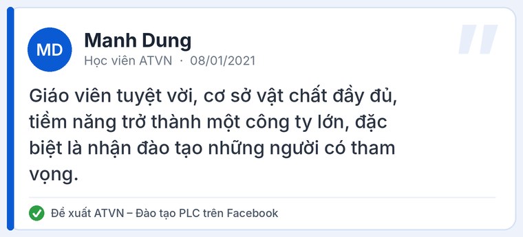 Đánh giá của học viên về Trung tâm đào tạo PLC ATVN