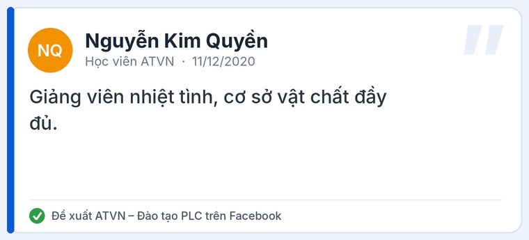 Đánh giá của học viên về Trung tâm đào tạo PLC ATVN