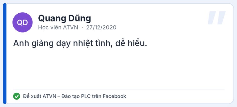 Đánh giá của học viên về Trung tâm đào tạo PLC ATVN