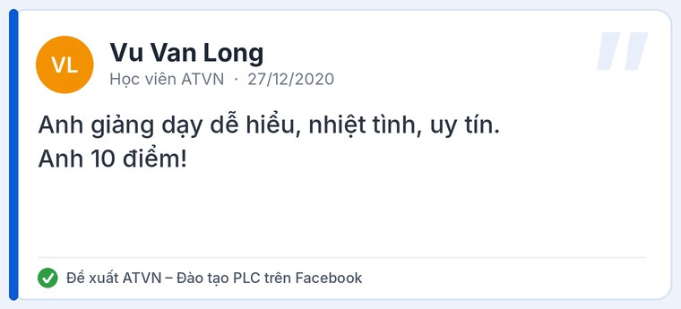 Đánh giá của học viên về Trung tâm đào tạo PLC ATVN